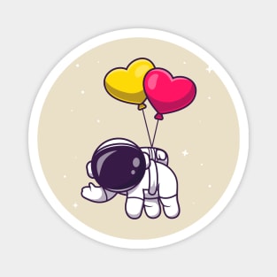 Cute Astronaut Floating With Love Balloon Cartoon Magnet